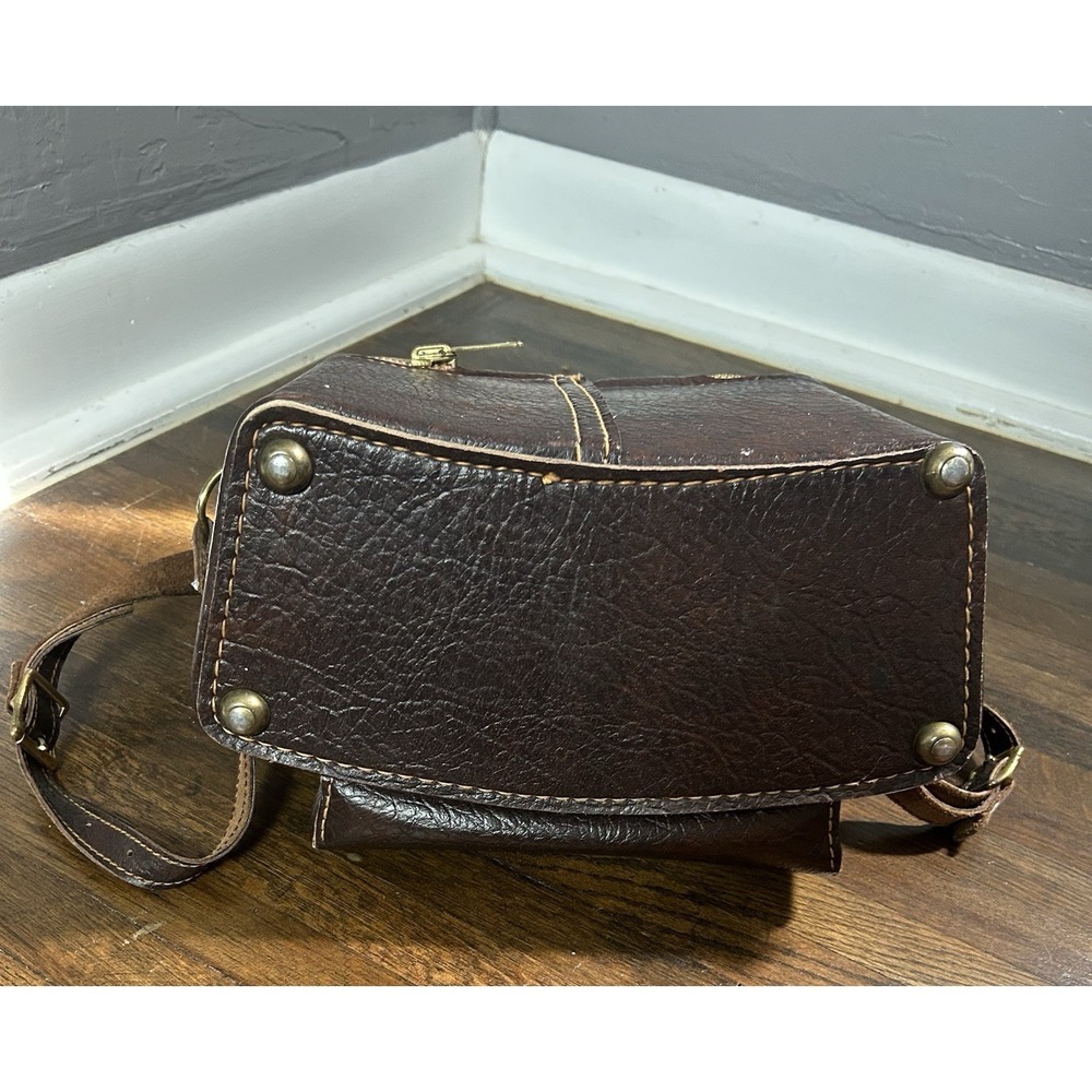 Vintage Camera Bag Brown Leather Carrying Case Shoulder Strap Collectable Prop - Picture 5 of 12